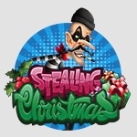 Stealing Christmas Slot Game Icon with blue pop art background